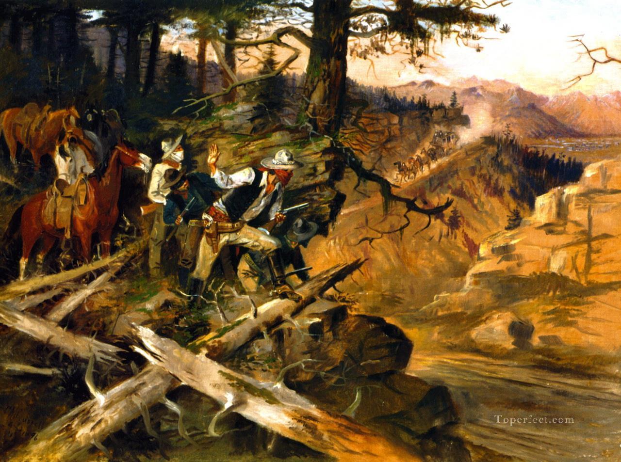 待ち伏せ 1896年 チャールズ・マリオン・ラッセル インディアナ州のカウボーイ油絵